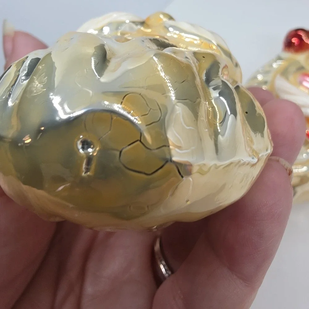 Set Of 2 Old World Christmas Gold Copper Hat Santa Heads Ornaments - Picture 5 of 7